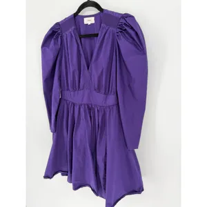 Xirena Ophelia Dress Puff Sleeve Cotton Mini M Purple V-Neck Smocked Boho Poplin thumbnail 4