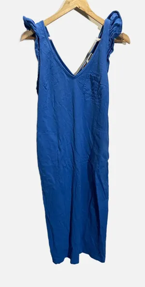 Free People Midi Dress Once Upon a Sea XS Blue Ruffle Strap V-Neck FP Beach Boho thumbnail 1