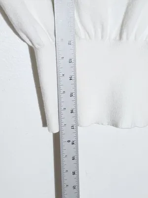 Idem Ditto White Cropped Sweater with Sheer Sleeves Size Medium Flaw thumbnail 8