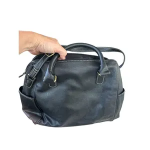 Unbranded Womens faux leather black purse handbag side pockets dual handle strap thumbnail 10