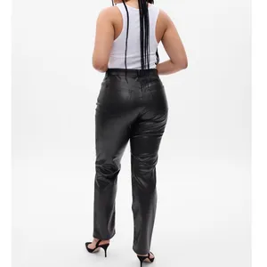 Gap Women's Cheeky Straight High Rise Pants Black Vegan Leather Size 18R. NEW thumbnail 2