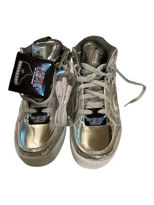 Skechers Energy Lights Metallic Silver High Top Sneakers NWT 7 thumbnail 2
