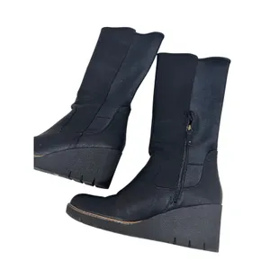 Dr. Scholl’s Lindy Black Wedge Tall Boots Faux Leather Comfort Size 10 thumbnail 6