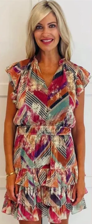WILLA STORY erin dress multi color shimmer‎ size small thumbnail 1