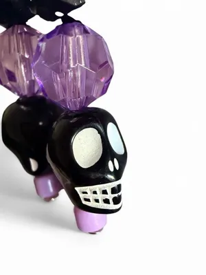 Handmade Gothic Black Skull & Purple Crystal Earrings 💜 thumbnail 2