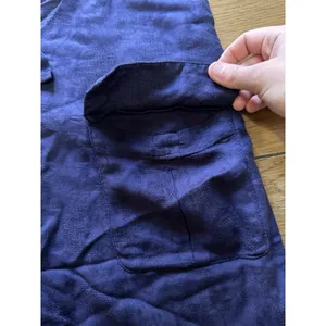 Anthropologie Women Linen Blend Dress Blue Ish Purple Size 4P Tie Up Front‎ City thumbnail 6