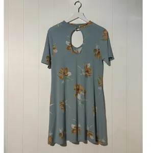 MTS Blue Floral Mini Dress Short Sleeve Pocket Swing Casual Dress Medium thumbnail 3