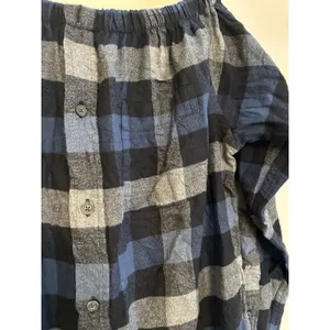 NWT S/M Urban‎ Renewal Blue Plaid Off The Shoulder Button Front Flannel Top thumbnail 5