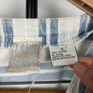 Vintage Erika Blues White Blue Striped Chambray Short Sleeve Button Up Shirt‎ thumbnail 6