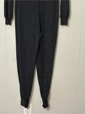 Savage X Fenty Sleep & Shine Hooded Jumpsuit Black Glitter Sz S Zip Front Lounge thumbnail 13