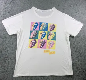 Daydreamer Rolling Stones Graphic Band Tee Womens XL White Pop Art 9 Licks Distressed Boxy thumbnail 1