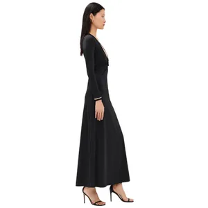 NWT Bardot Women's Remy Embellished Plunge Neck Maxi Knit Dress 59475DB Black 10 thumbnail 4
