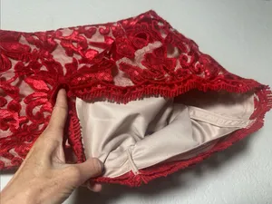 NEW Calvin Klein Red Embroidered Lace Sequin Cocktail Dress Evening Holiday Fall thumbnail 4