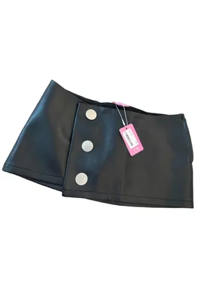 Edikted Kaine Button Faux Leather Mini Skort medium NWT thumbnail 2