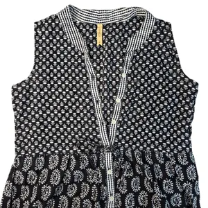 Shyla Nightwear Black White Block Print Cotton Maxi Gown Dress Womens Medium thumbnail 3