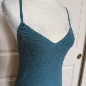 Teal Knit Spaghetti Strap Dress Blue Size M thumbnail 2