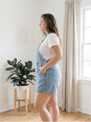 PARKE Denim Shortalls Romper Womens Plus 2X Blue Overalls Mini Coverall Cotton thumbnail 2