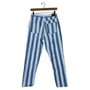 American Eagle Mom Jean Striped Denim Pants Blue White High Rise Tapered Size 2 thumbnail 5