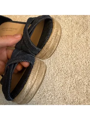 Christian Siriano Denim Espadrille Wedge Sandals Sz 6 Blue Open Toe Heels thumbnail 7