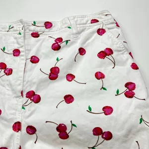 David N Sport White Cherry Print High Rise Shorts 100% Cotton Womens 16 thumbnail 2
