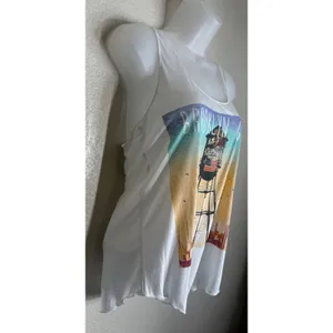 American‎ Rag Womens Small Tank Top White Brooklyn Girl Graphic Racerback NEW thumbnail 5