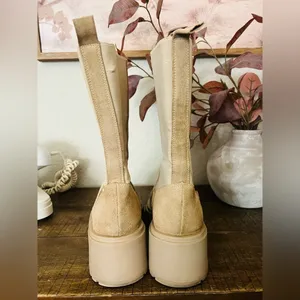 Steve Madden Hesitant Sand Suede Block Heel Pull On Mid Calf Fashion Boots Sz8 thumbnail 4