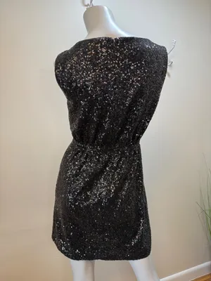 Broadway & Broome Lightbox Sparkle Black Sequin Embellished Party Mini Dress Siz thumbnail 4