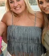 Nylon Blue Fringe Tank Crop Top thumbnail 2