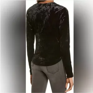 Free people Perfect Date black velvet draped‎ top sz S thumbnail 3