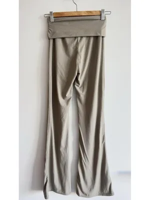 Kimberly C Soft Foldover Flare Pants Taupe Lounge Yoga Stretch Small thumbnail 9