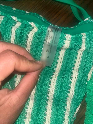 SHEIN Green Textured One-Piece & Striped Bikini Set thumbnail 4