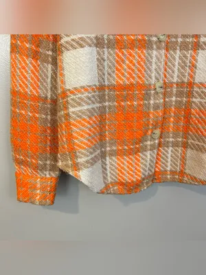 Reserved Orange Plaid Medium Weight Button Down Collared Shirt Size Small thumbnail 8