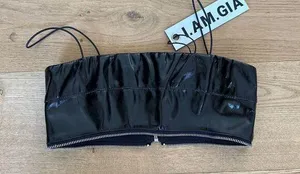 I.AM.GIA - Isla PU Crop Top in Black thumbnail 1