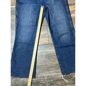 Madewell Rigid Demi-Boot Crop Jeans Size 29 High Rise Raw Hem‎ Wide Leg Denim thumbnail 8