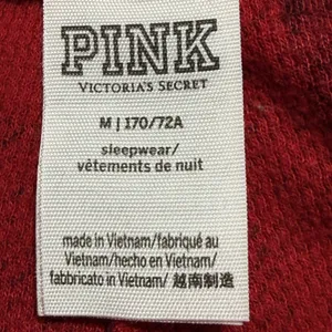 PINK Victoria's Secret Sleep Set Waffle Knit Women M Red Black Buffalo Plaid thumbnail 14