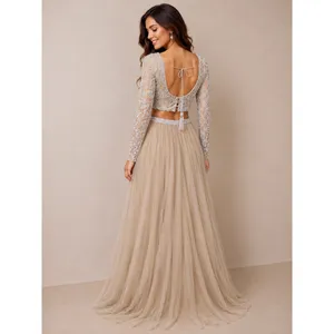 Sherri Hill 53559 Nude Ivory Beaded Two Piece Prom Gown Dress Womens 00 NEW thumbnail 2