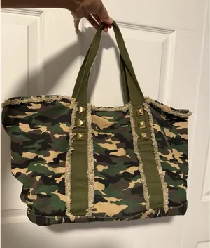Steve Madden‎ Camo Green Tote Bag Camouflage Gold Studs Gorpcore Urban Punk thumbnail 1