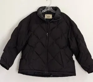 Eddie Bauer Womens Goose Down Puffer Jacket Black Diamond Quilted Size L thumbnail 1