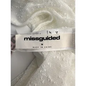 Missguided Longline Tie Front Cardigan Womens Medium White Sheer‎ Textured NWT thumbnail 5