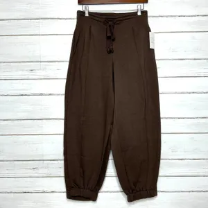 RISEN Drift Brown Wide Leg Jogger Pants Size Small Drawstring Elastic Waist thumbnail 2