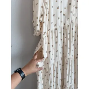 Torrid Cream Floral Button Challis Tiered Hi-Low Relaxed Maxi Dress‎ Women's 2X thumbnail 8