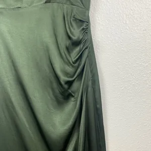 Zara Dark Green Satin Midi Dress Size S 100% Viscosa thumbnail 5