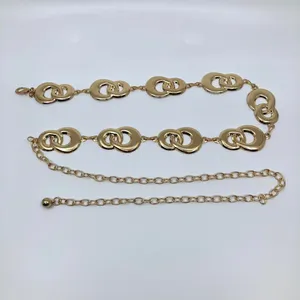 Y2K Geometric Gold Interlocking Loop Chain Belt, Fits 24.5–45 Inches, X7GA1163 thumbnail 6
