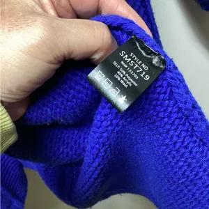 POL chunky cable knit sweater Long open front Belted cardigan Royal Size M/… thumbnail 10