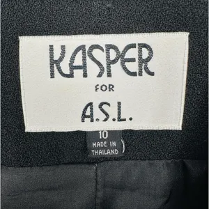 Kasper ASL Black Wool Blazer Jacket Women's 10 Button Front Career 90s‎ Vintage thumbnail 9