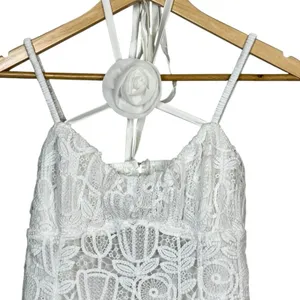 For Love and Lemons White Lace Floral Choker Neck Harriet Mini Dress Medium NWT thumbnail 3