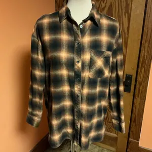 Gilded Intent Plaid Flannel Shirt XS Brown Black Button Down Buckle thumbnail 7
