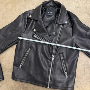 Stradivarius Genuine Leather Moto Biker Jacket Black Size S thumbnail 6