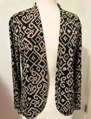 Additions Chico’s‎ Chicos Sweater Cardigan Jacket Small Brown Black Artsy Chico thumbnail 1