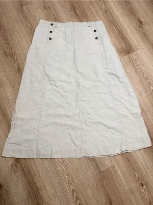 Vintage‎ 90s Carole Little Linen Maxi Skirt Sailor Button A-Line Natural Sz 16 thumbnail 2